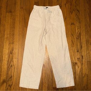 J. Crew Linen Cotton Blend Cream Straight Leg Pants Size 0